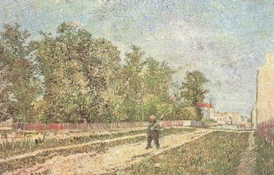 Vincent Van Gogh Outskirts of Paris:Road with Peasant Shouldering a Spade (nn04) oil painting picture